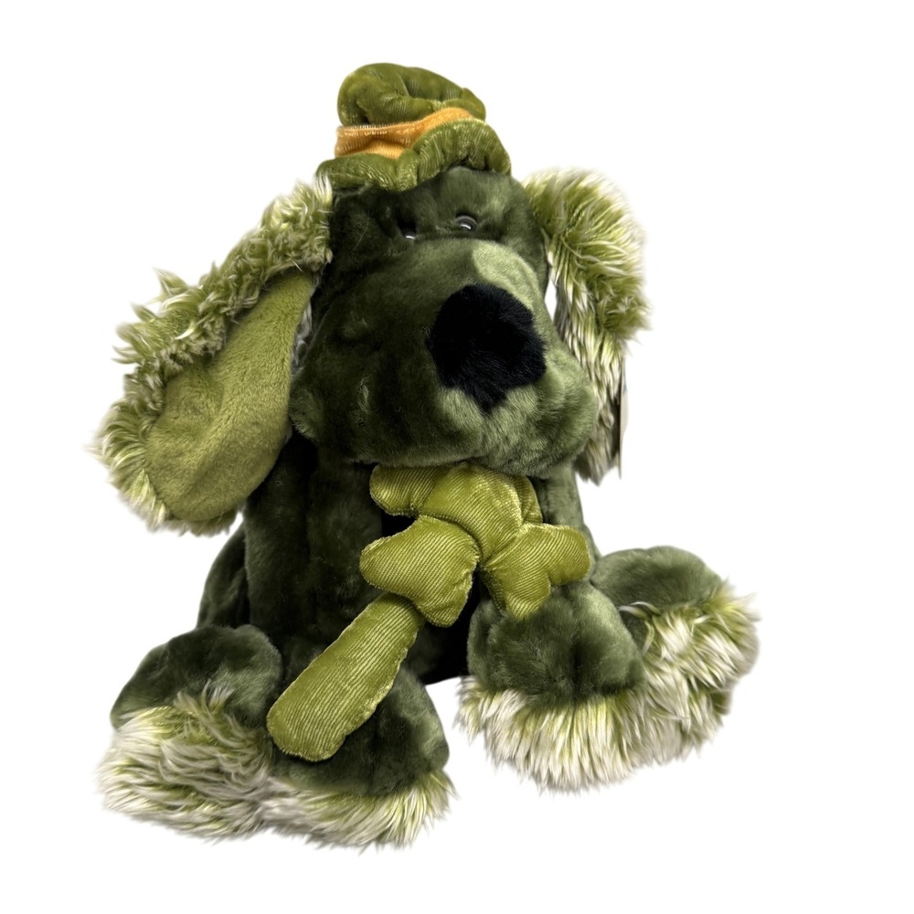 Vintage Dan Dee St Patrick's Day Puppy Plush Doll Small Green Shamrock Toy